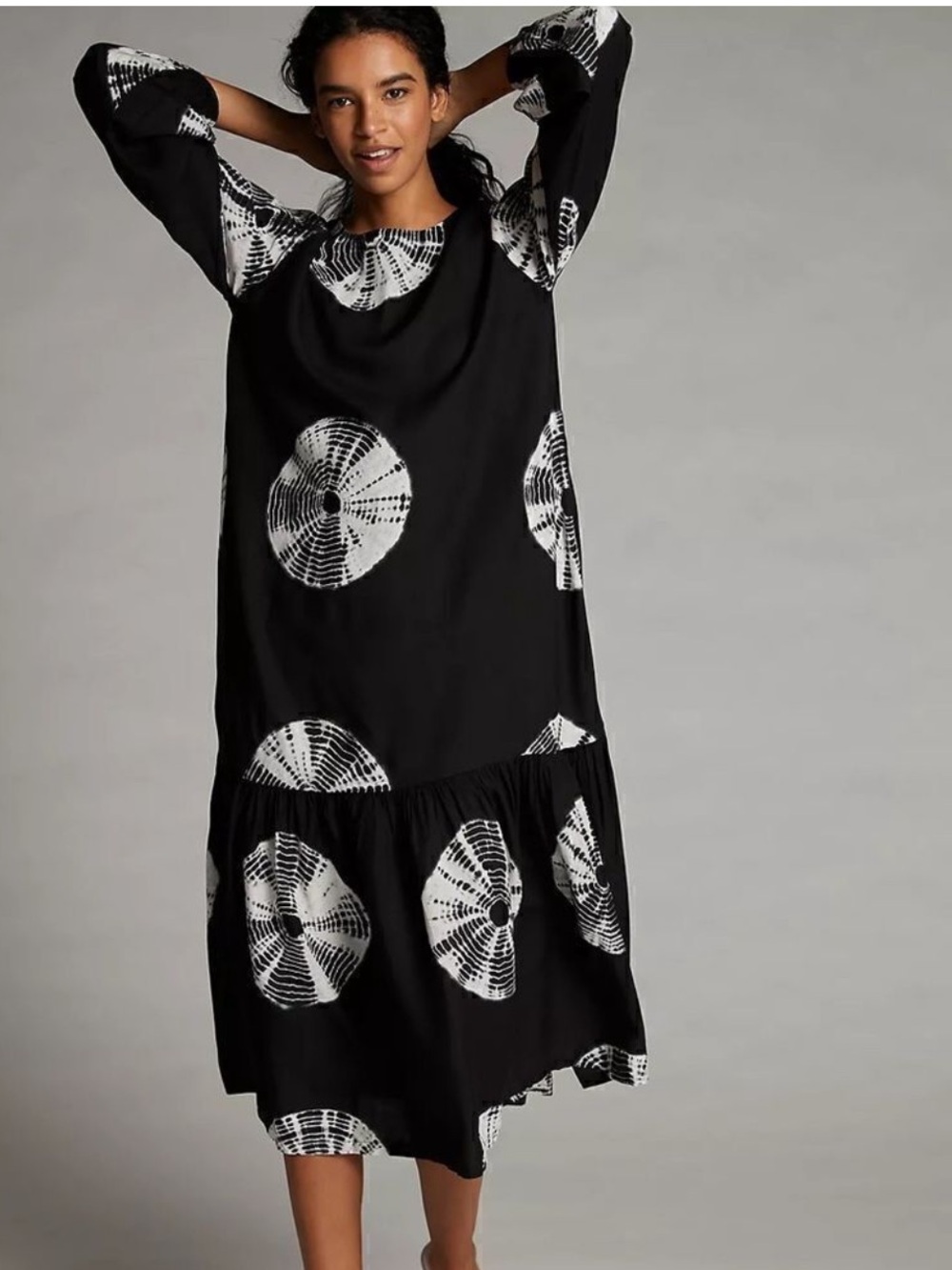 NorBlack NorWhite Ayana Tie-Dye Joy is Real Maxi Dress-Black/White-Women Small